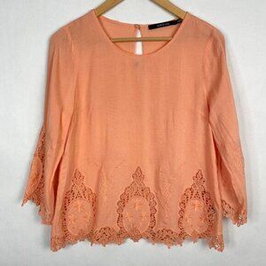 Ark&Co Rayon Boho?Embroidered Crochet Top Oversized Small